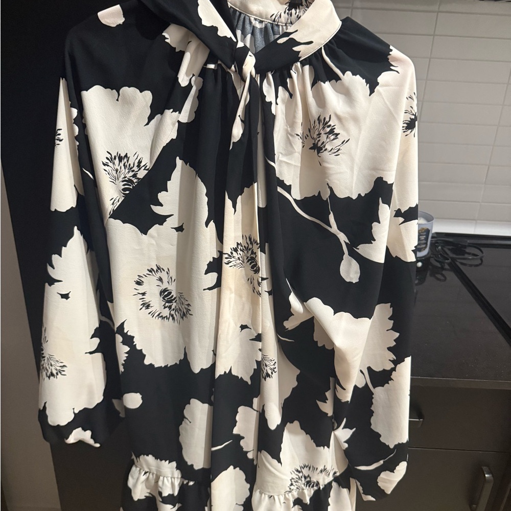 H&M Black and White Floral Dress